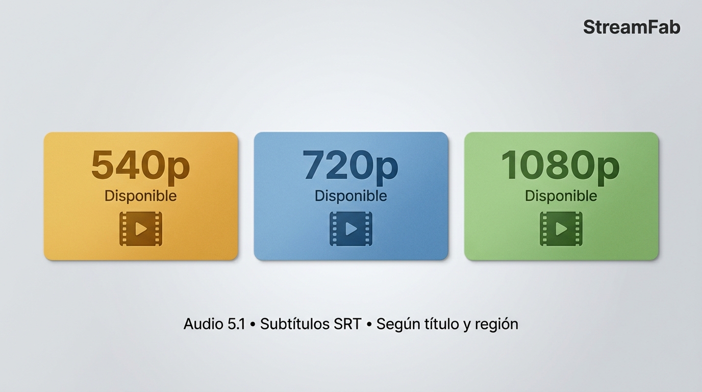 Tres niveles de resolución posibles en StreamFab Netflix Downloader: 540p, 720p y 1080p, según títul