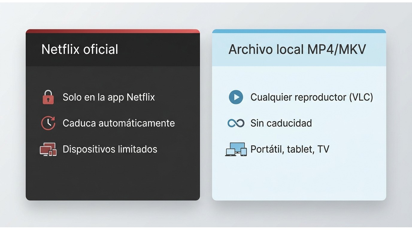 Netflix oficial frente a archivos locales