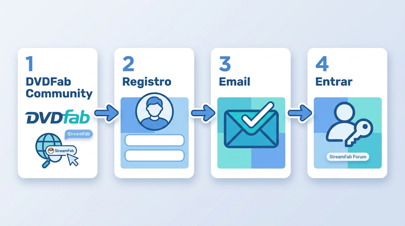 Cuatro pasos para registrarse en DVDFab e iniciar sesión en el foro de StreamFab.