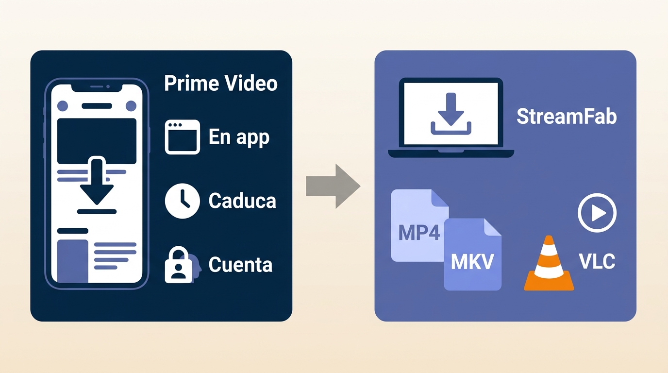 Diferencias entre descarga oficial de Prime Video y archivos MP4 o MKV locales.