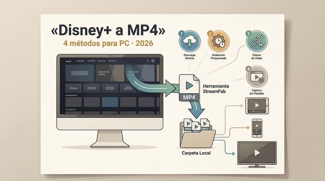 Convertir Disney Plus a MP4 en PC: 4 métodos comparados [2026]