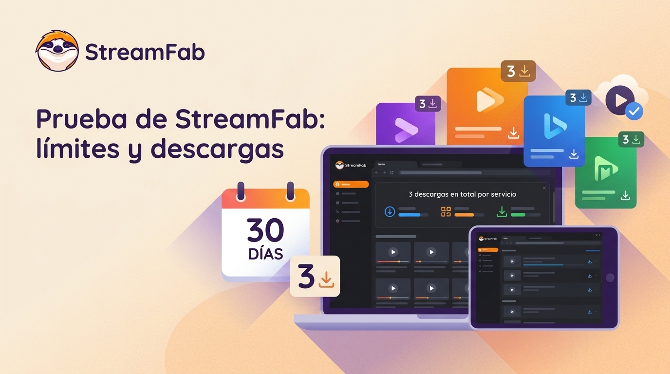 Prueba de StreamFab: 30 días y 3 descargas por servicio (2026)