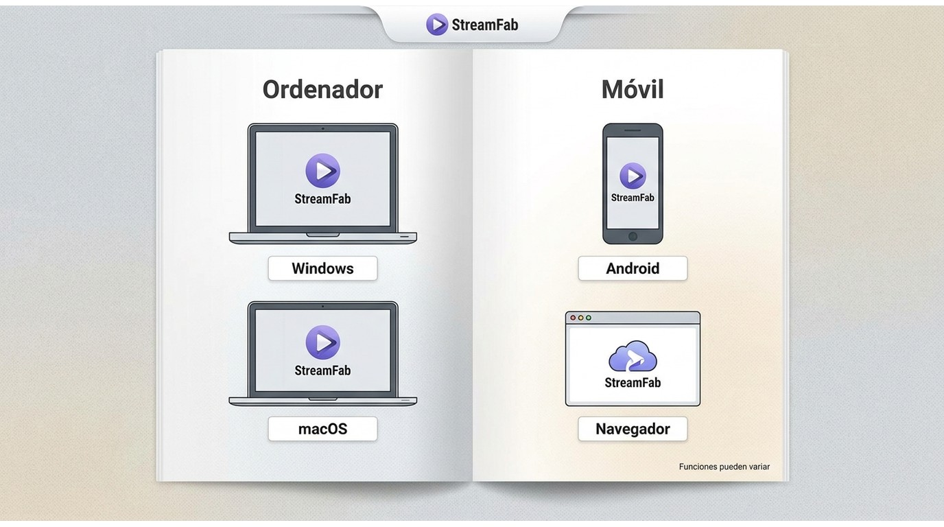 Versiones de StreamFab para Windows, macOS, Android y navegador